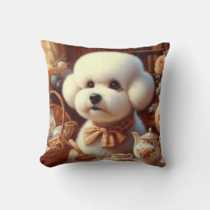 Retro Bichon Frisé Painting Kissen