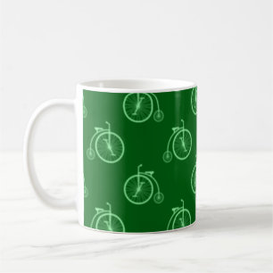 Retro Bicycle Pattern in Green Tones Kaffeetasse