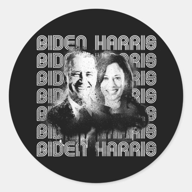 Retro Biden Harris Pride Runder Aufkleber (Vorderseite)