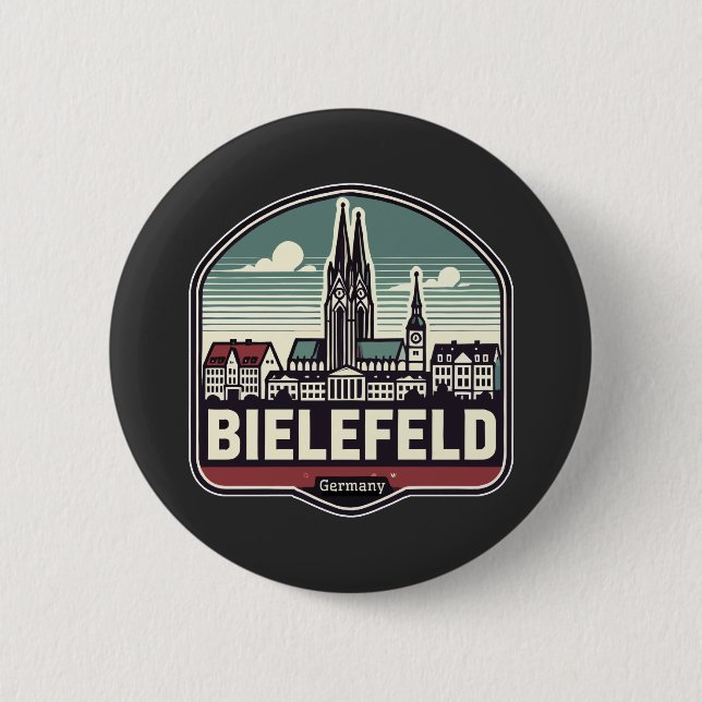 Retro Bielefeld Skyline Button (Vorderseite)