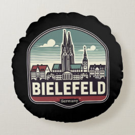 Retro Bielefeld Skyline Rundes Kissen