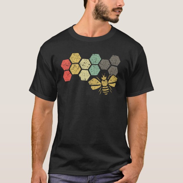 Retro Bienen-Bienenwaben-Vintages Imker-Geschenk T-Shirt (Vorderseite)