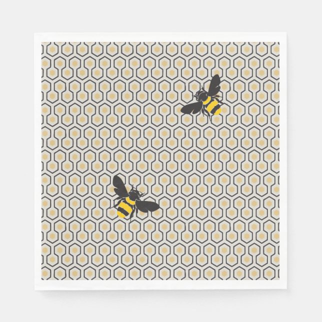 Retro-Bienen- und Honeycomb-Muster Serviette (Vorderseite)