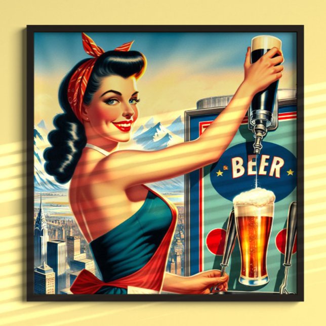 Retro-Bier-Pinup Poster (Von Creator hochgeladen)