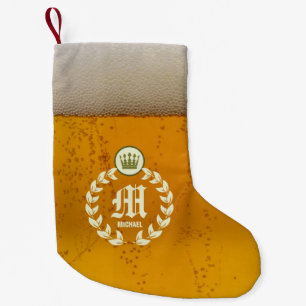 Retro Bier und personalisiertes Monogramm Kleiner Weihnachtsstrumpf