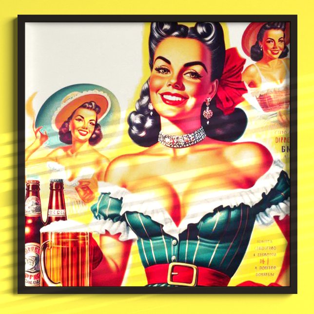 Retro Biermädchen Button-up Poster (Von Creator hochgeladen)