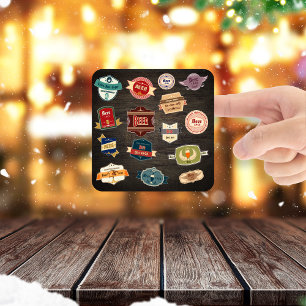 Retro-Biermarken Quadratischer Aufkleber