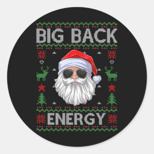 Retro Big Back Santa Energy Weihnachten hässliche Runder Aufkleber