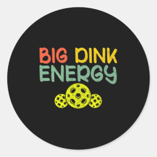 Retro Big Dink Energie Pickleball Lustiges Pickle Runder Aufkleber