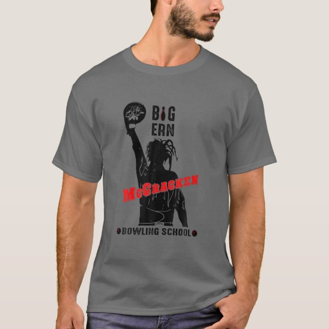 Retro Big Ern Makracken Bowling School, Blume Bow T-Shirt (Vorderseite)