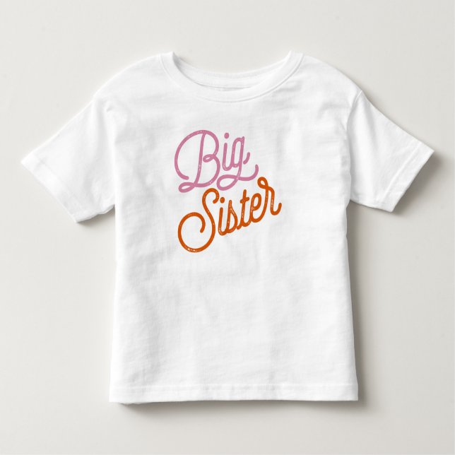 Retro Big Sister farbenfroh pink Kleinkind T-shirt (Vorderseite)