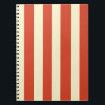 Retro Big Top Striping SpiralNotebook Notizblock<br><div class="desc">Treten Sie gleich hoch, Leute! Treten Sie direkt zum phantastischen Retro Big Top Striping Spiral Notebook. Ja, komm doch mal! Dieses klassische Muster weist breite, rote und cremefarbene Streifen auf, die an ein großes Zirkuszelt erinnern. Dieses Design verbindet sich wunderbar mit StrangeLittleOnion's Vintager Circus Produktlinie. Genau wie der Zirkus selbst...</div>