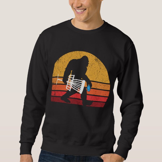 Retro Bigfoot Disc Golf Aighties Sasquatch Disc Go Sweatshirt (Vorderseite)