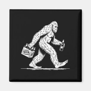 Retro Bigfoot Drink Beer - Funny Sasquatch Magnet