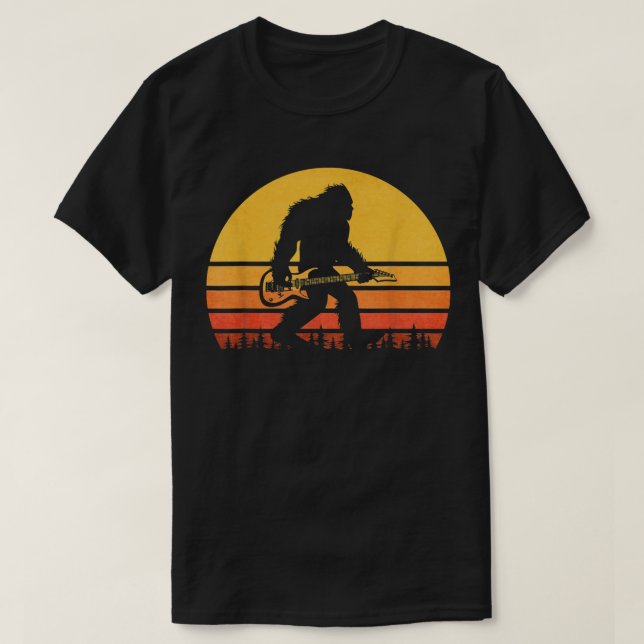 Retro Bigfoot Gitarre, Vintag Sasquatch Rocker T-Shirt (Design vorne)