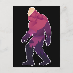 Retro Bigfoot Mountain Forest Landschaft Wildernes Postkarte