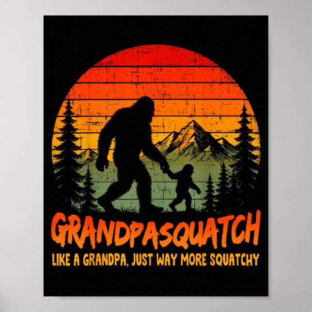 Retro Bigfoot Opa Squatch wie ein Opa Poster (Vorne)
