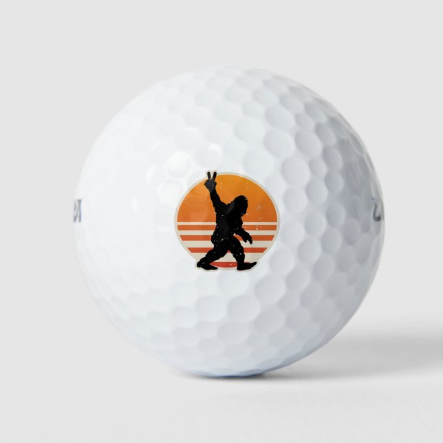 Retro Bigfoot Peace Sign Golfball (Vorderseite)