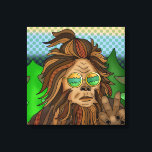Retro-Bigfoot | Pop Art Sasquatch Leinwanddruck<br><div class="desc">Retro Pop Kunststil handgezeichnet cool Bigfoot mit knackigen Gläsern und stilvollem Pferdeschwanz.</div>