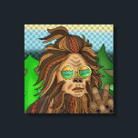 Retro-Bigfoot | Pop Art Sasquatch Leinwanddruck<br><div class="desc">Retro Pop Kunststil handgezeichnet cool Bigfoot mit knackigen Gläsern und stilvollem Pferdeschwanz.</div>