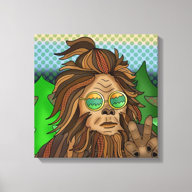 Retro-Bigfoot | Pop Art Sasquatch Leinwanddruck (Vorderseite)
