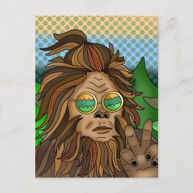 Retro-Bigfoot | Pop Art Sasquatch Postkarte (Vorderseite)