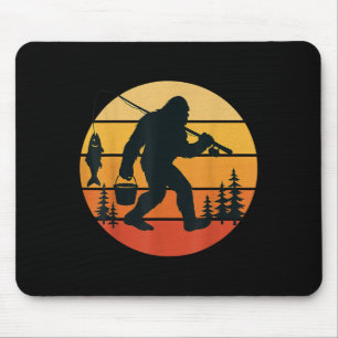 Retro Bigfoot Sasquatch Angeln Vater Mousepad