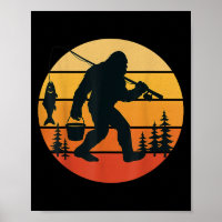 Retro Bigfoot Sasquatch Angeln Vater
