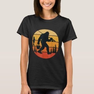 Retro Bigfoot Sasquatch Angeln Vater T-Shirt