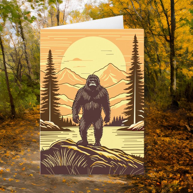 Retro Bigfoot Sasquatch Mountains Geburtstag Karte (Von Creator hochgeladen)