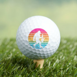 Retro-Bigfoot-Saxophon-Sonnenuntergangs-Design Golfball