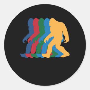 Retro-Bigfoot-Silhouette 70er Jahre Vintage Runder Aufkleber