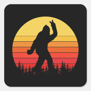 Retro Bigfoot Surfer glauben Typ Quadratischer Aufkleber