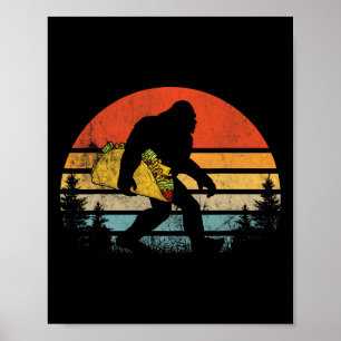 Retro Bigfoot Taco Funny Cinco De Mayo Poster
