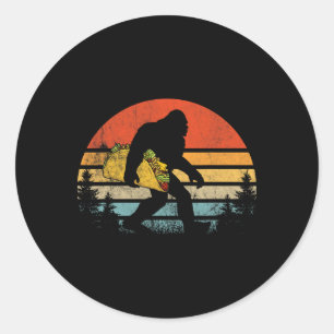 Retro Bigfoot Taco Funny Cinco De Mayo Runder Aufkleber
