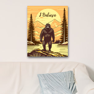 Retro Bigfoot Vintag Sasquatch Mountains Poster