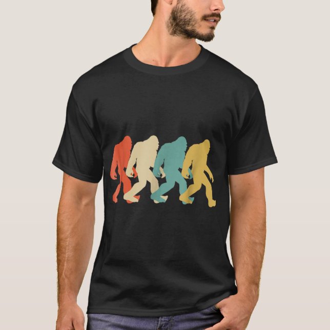 Retro Bigfoot Walking Silhouette Design T-Shirt (Vorderseite)