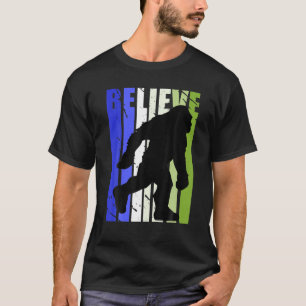 Retro Bigfoot Yeti Vintage gestörte Designs Blau T-Shirt