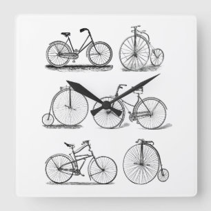 Retro Bike Clock Quadratische Wanduhr