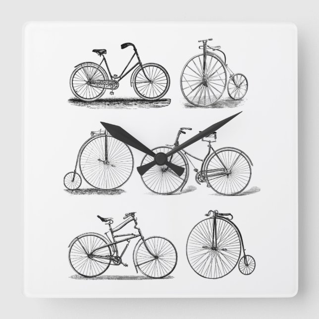 Retro Bike Clock Quadratische Wanduhr (Vorderseite)
