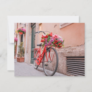 Retro Bike und Blumenpostkarte Postkarte