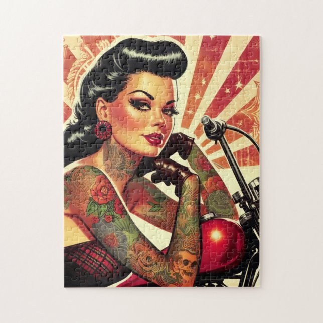 Retro-Biker-Button Puzzle (Vertikal)