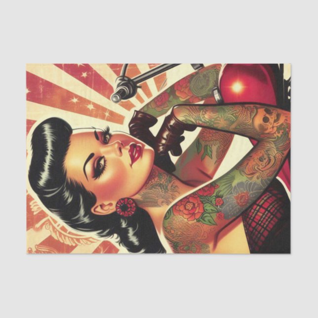 Retro-Biker-Button Seidenpapier (Vorderseite)