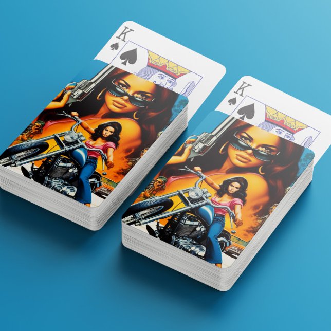 Retro Biker Girls Spielkarten (Von Creator hochgeladen)