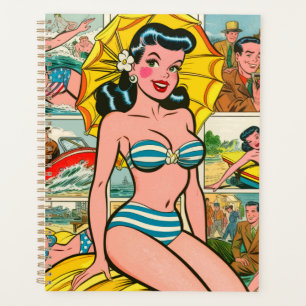 Retro-Bikinimädchen-Sommer-Comics Planer