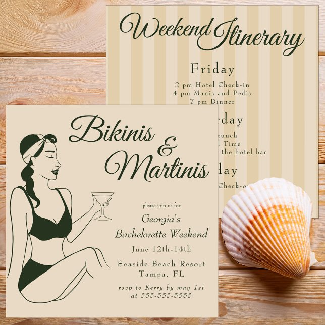 Retro Bikinis & Martinis Bachelorette Einladung (Von Creator hochgeladen)