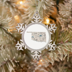Retro-Bildkarte von Oklahoma Schneeflocken Zinn-Ornament