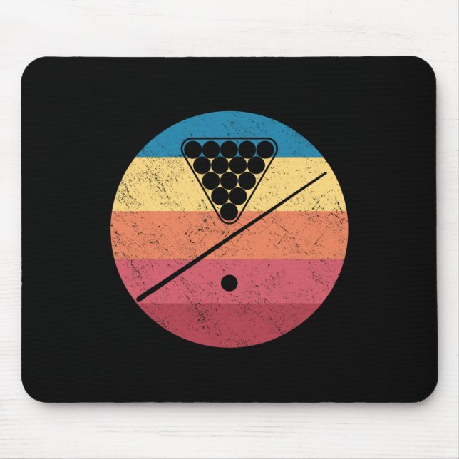 Retro Billiards Cue Stick Pool Table Snooker Pyram Mousepad (Vorne)