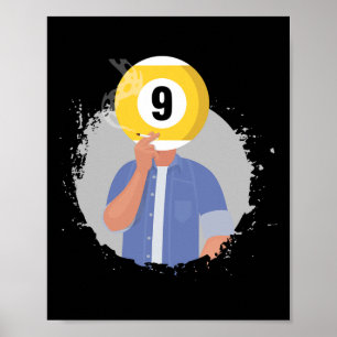 Retro Billiards Snooker Billiard 9 Ll Player Cue S Poster