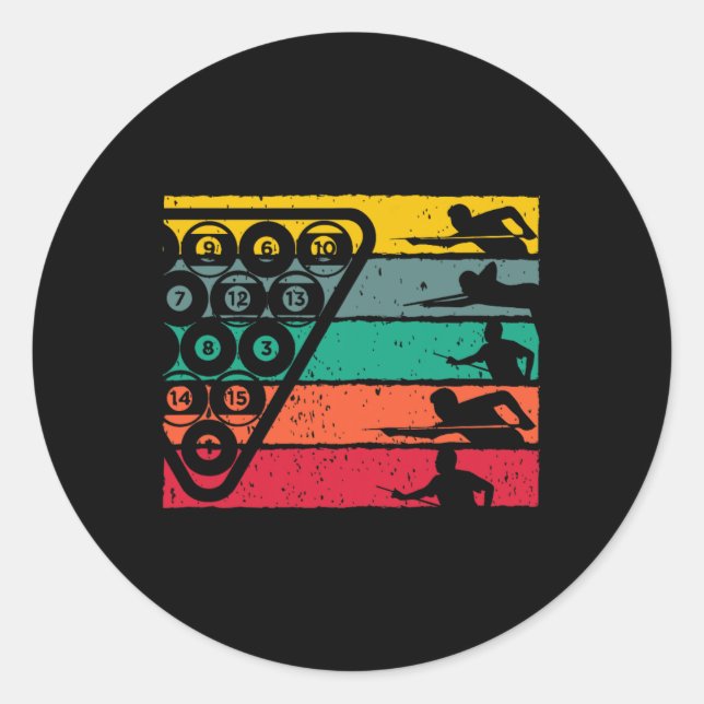 Retro Billiards Sport Runder Aufkleber (Vorderseite)